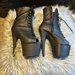 adore pleaser open toe heel boots size 6